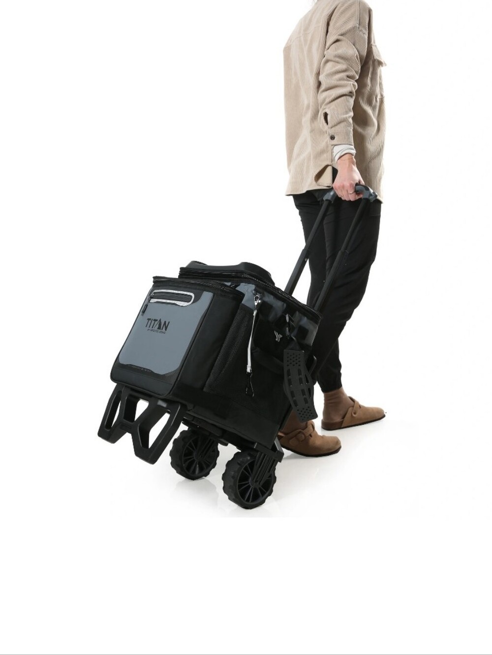Titan Deep Freeze 60-Can Rolling Cooler w/ All-Terrain Cart Collapsible Wheeled